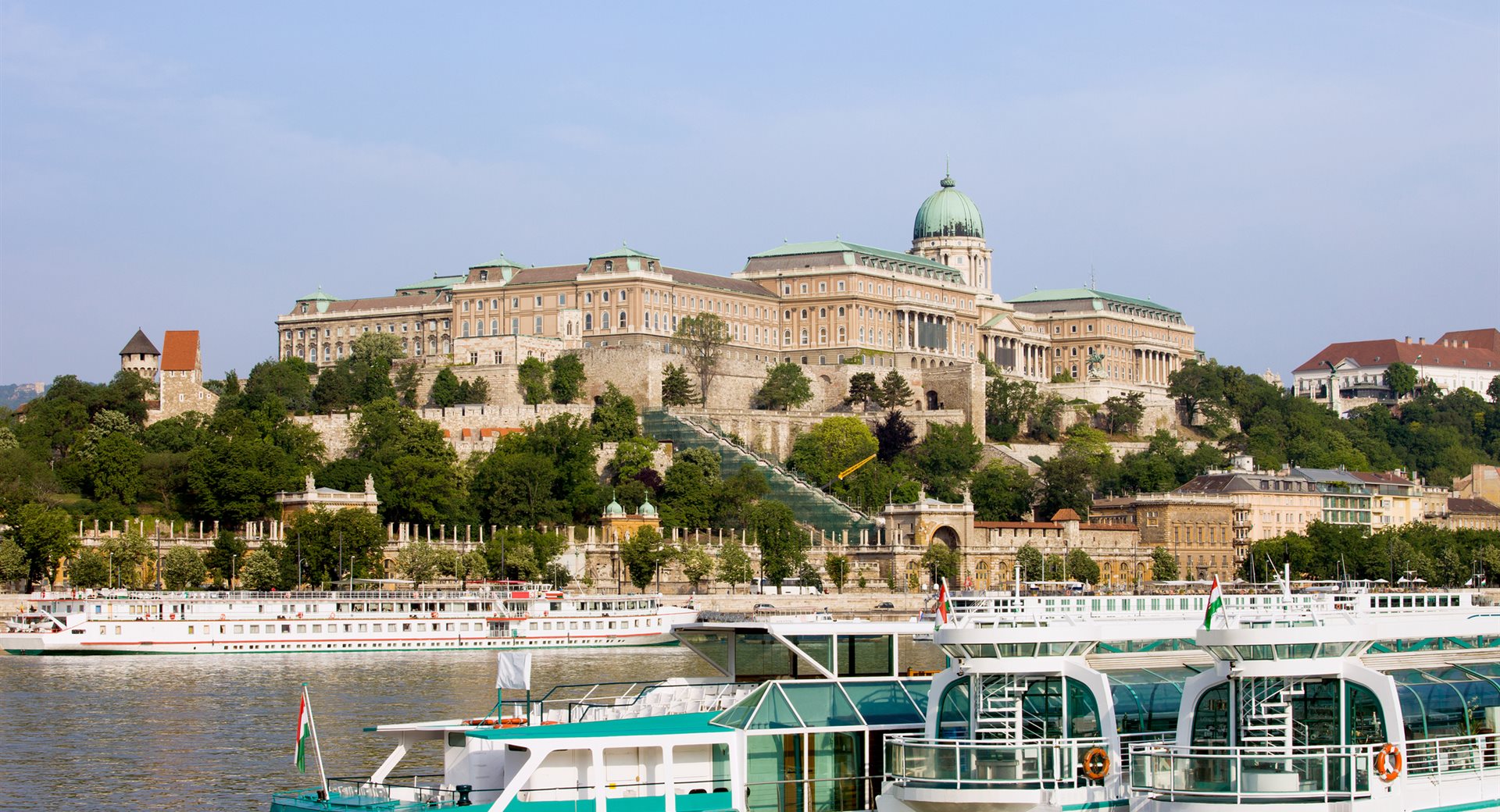 River cruise boats on the Danube at Buda Castle, Budapest — Danube river cruise deals