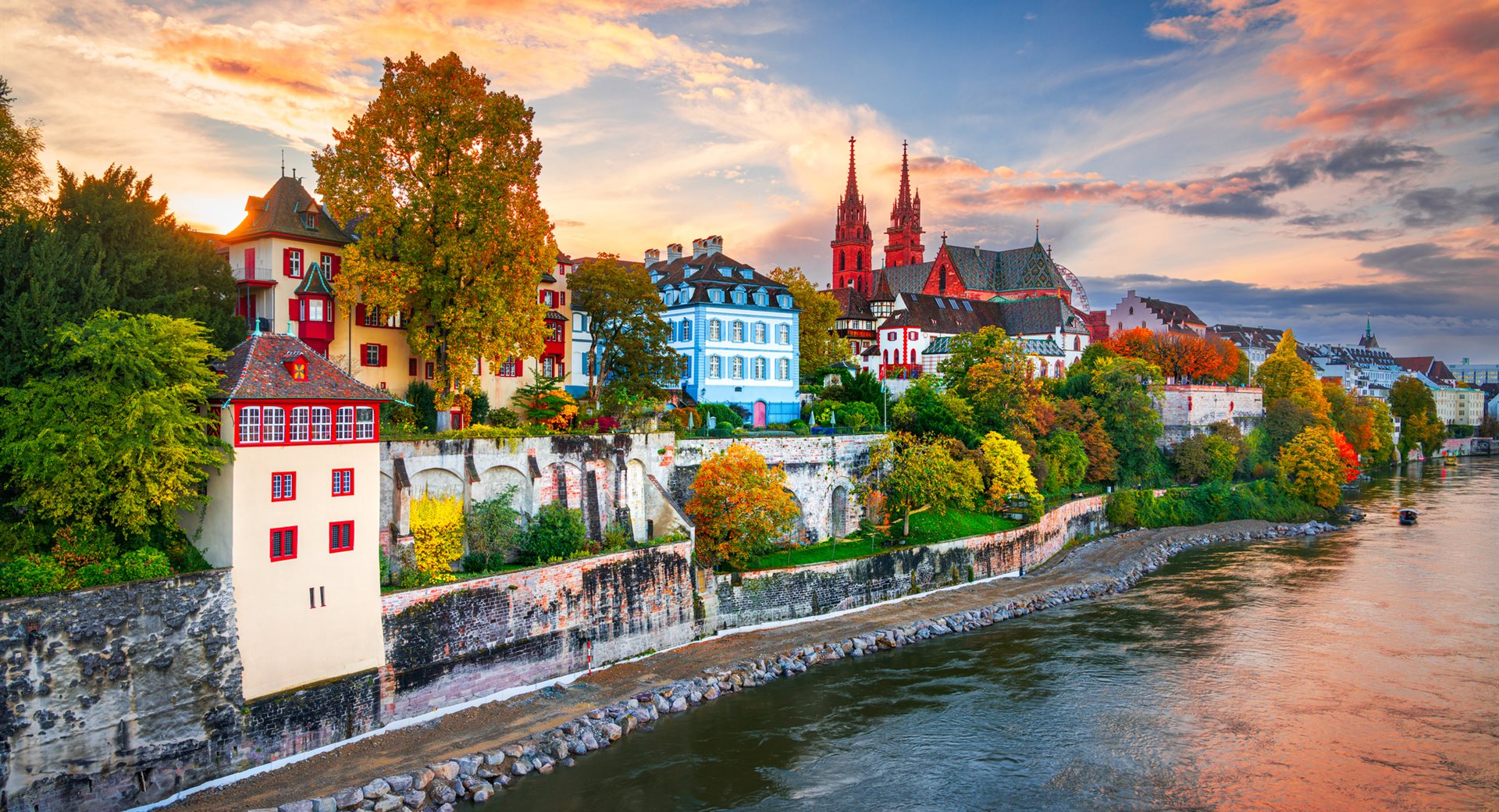 River cruise on the Rhine at Basel at dusk — Rhine river cruise deals